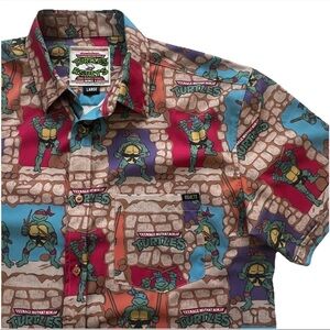 RSVLTS Teenage Mutant Ninja Turtles TMNT Nickelodeon Button Down Shirt Men’s L